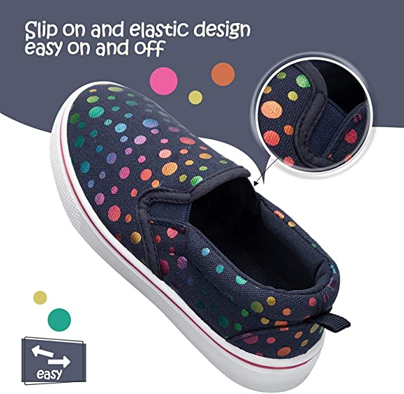 Canvas Shoes for Girls Kids Slip on Casual or Formal – Polka Dot Detail