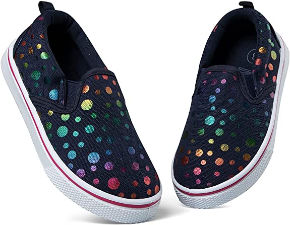 Canvas Shoes for Girls Kids Slip on Casual or Formal – Polka Dot Detail